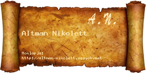 Altman Nikolett névjegykártya